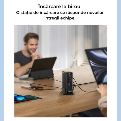 Statie încărcare 8-in-1 380W, 5x USB-C + 3x USB-A [4]