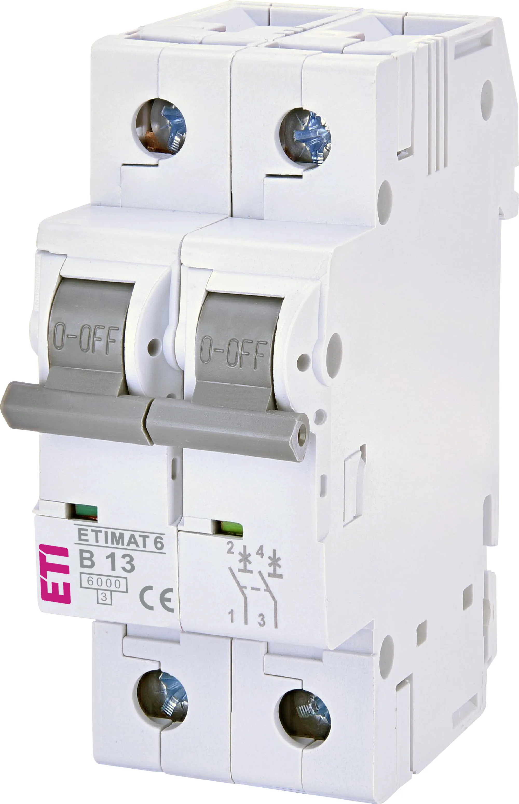 Protectie si comutatie - Siguranta automata MCB 13A 2P Curba B 6kA ETI