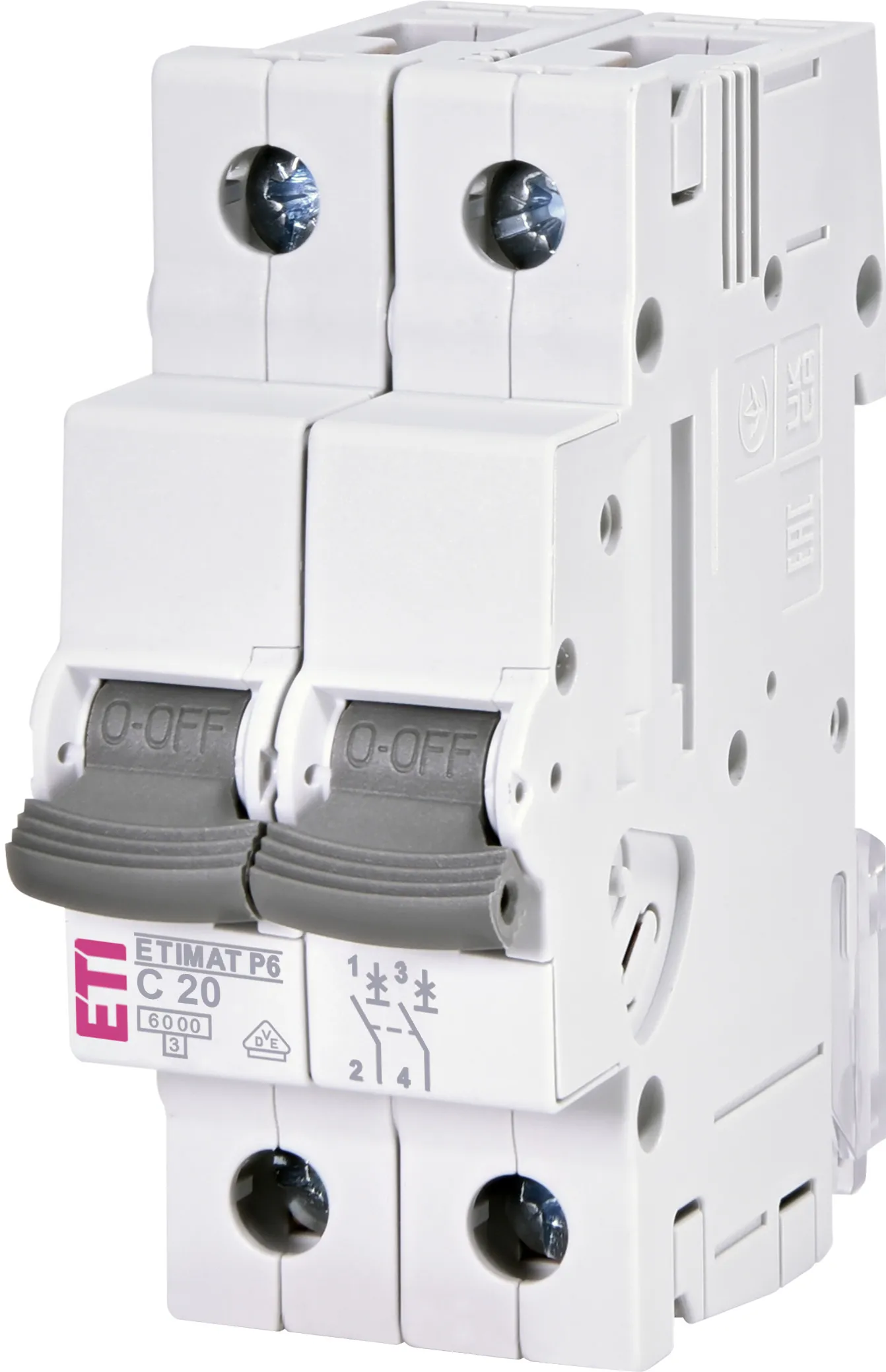Protectie si comutatie - Siguranta automata MCB 20A 2P Curba C 6kA ETI