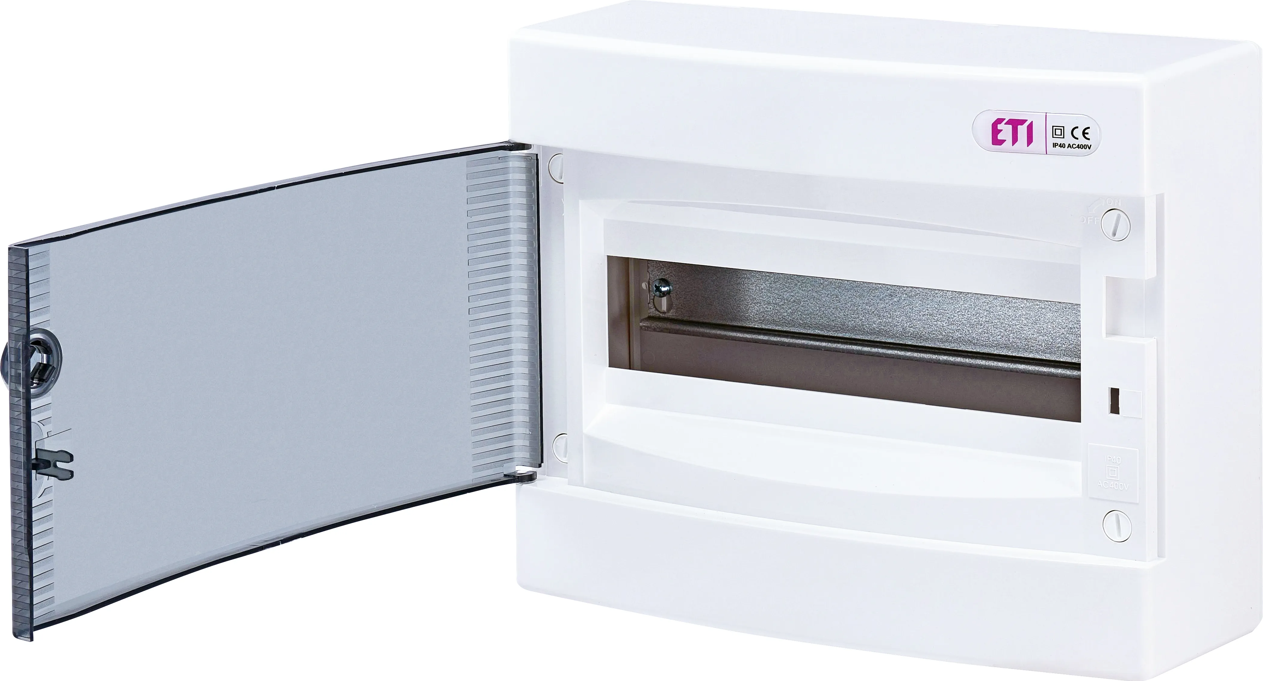 Tablouri electrice - Tablou sigurante 12 module aparent IP40 ETI usa transparenta 63A