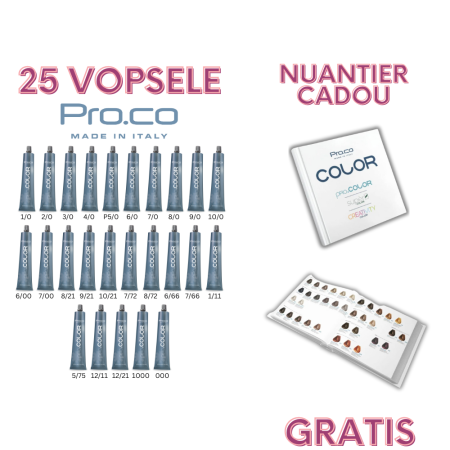 Vopsea de par cu amoniac profesionala - Set 25 vopsele profesioanale PRO.COLOR + nuantier GRATIS