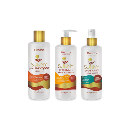 Promotii - Set 3 produse SUNNY cu PROTECTIE SOLARĂ (sampon + masca + spray)