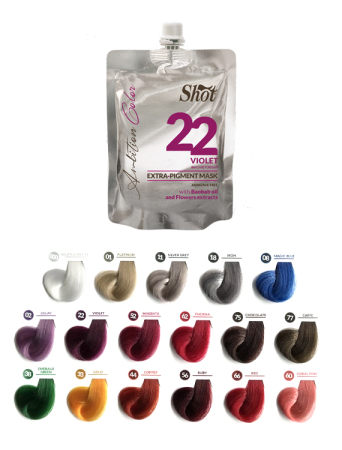 Vopsea de par cu amoniac profesionala - SHOT - Mască colorantă EXTRA PIGMENT 200 ml - 22 VIOLET