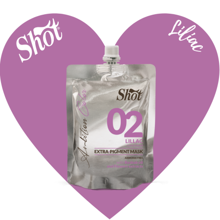 Vopsea de par profesionala neagra - SHOT - Mască colorantă EXTRA PIGMENT 200 ml - 02 LILLAC