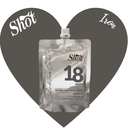 Vopsea de par profesionala neagra - SHOT - Mască colorantă EXTRA PIGMENT 200 ml - 18 IRON