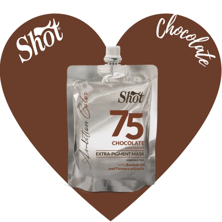 Vopsea de par profesionala neagra - SHOT - Mască colorantă EXTRA PIGMENT 200 ml - 25 CHOCOLATE