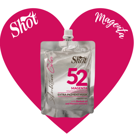 Vopsea de par profesionala neagra - SHOT - Mască colorantă EXTRA PIGMENT 200 ml - 52 MAGENTA