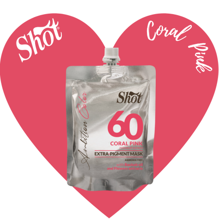 Vopsea de par profesionala neagra - SHOT - Mască colorantă EXTRA PIGMENT 200 ml - 60 CORAL PINK
