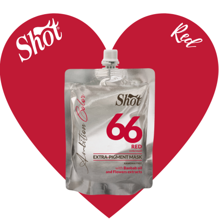 Vopsea de par profesionala neagra - SHOT - Mască colorantă EXTRA PIGMENT 200 ml - 66 RED
