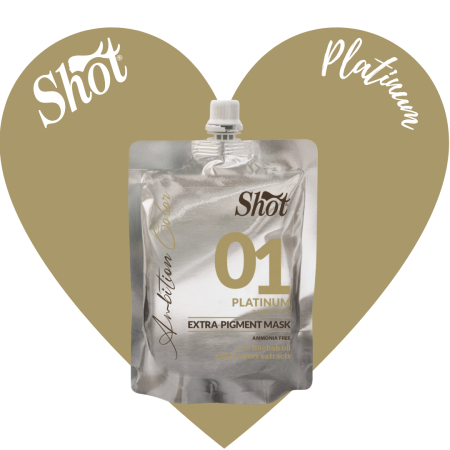 Vopsea de par profesionala neagra - SHOT - Mască colorantă EXTRA PIGMENT 200 ml - 01 PLATINUM