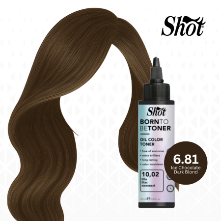 Toner par profesional - SHOT - Toner BTB 100 ml - 6.81 Biondo Scuro Cioccolato Ice (Ice Chocolate Dark Blond) - EXCLUSIV PENTRU SALON