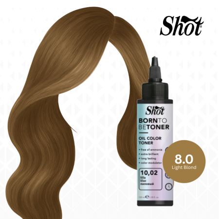 Toner par profesional - SHOT - Toner BTB 100 ml - 8.0 Biondo Chiaro (Light Blond) - EXCLUSIV PENTRU SALON