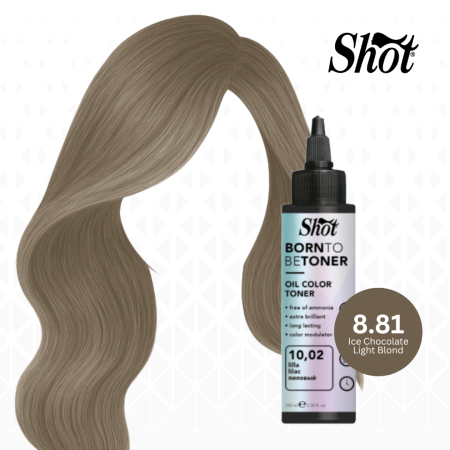 Toner par profesional - SHOT - Toner BTB 100 ml - 8.81 Biondo Chiaro Cioccolato Ice (Ice Chocolate Light Blond) - EXCLUSIV PENTRU SALON
