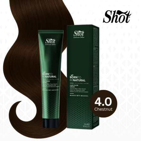 Vopsea semipermanenta profesionala - Vopsea de păr profesională fără amoniac 100 ml - SHOT - BTB NATURAL  - 4.0