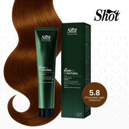 Vopsea semipermanenta profesionala - Vopsea de păr profesională fără amoniac 100 ml - SHOT - BTB NATURAL  - 5.8