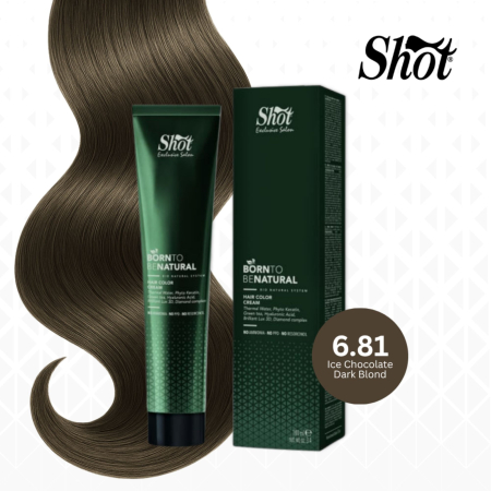 Vopsea semipermanenta profesionala - Vopsea de păr profesională fără amoniac 100 ml - SHOT - BTB NATURAL  - 6.81
