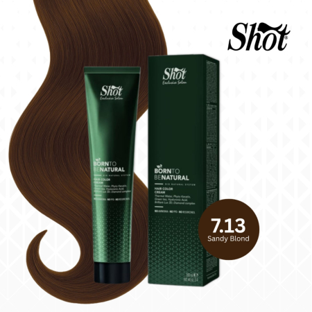 Vopsea semipermanenta profesionala - Vopsea de păr profesională fără amoniac 100 ml - SHOT - BTB NATURAL  - 7.13