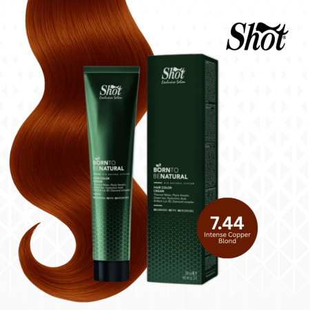 Vopsea semipermanenta profesionala - Vopsea de păr profesională fără amoniac 100 ml - SHOT - BTB NATURAL  - 7.44