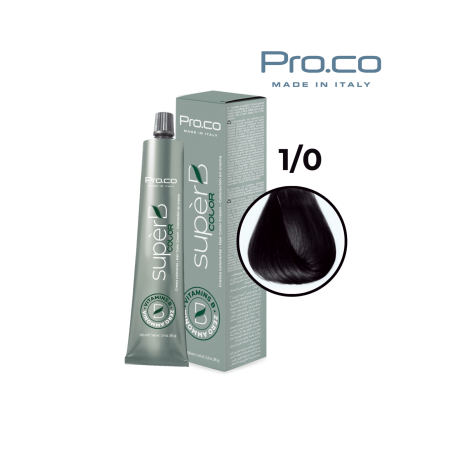 Vopsea de par cu amoniac profesionala - Vopsea de păr profesională fără amoniac SUPERB.COLOR 100 ml - Pro.Co - 1/0   NEGRU