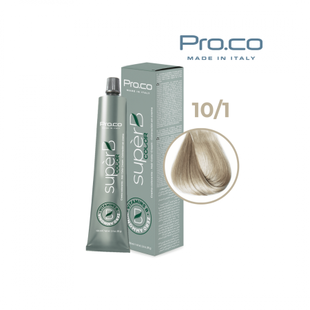 Vopsea semipermanenta profesionala - Vopsea de păr profesională fără amoniac SUPERB.COLOR 100 ml - Pro.Co - 10/1 BLOND EXTRA DESCHIS CENUSIU