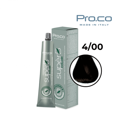 Noutăți - Vopsea de păr profesională fără amoniac SUPERB.COLOR 100 ml - Pro.Co - 4/00  CASTANIU NATURAL INTENSE 