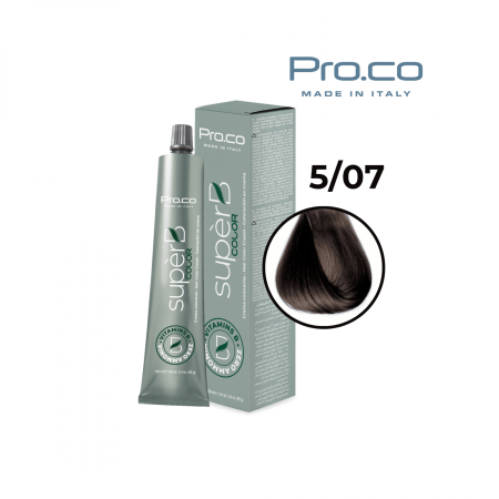 Vopsea semipermanenta profesionala - Vopsea de păr profesională fără amoniac SUPERB.COLOR 100 ml - Pro.Co - 5/07 CASTANIU DESCHIS TUTUN 