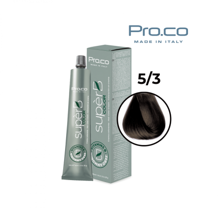 Vopsea de par profesionala aramiu - Vopsea de păr profesională fără amoniac SUPERB.COLOR 100 ml - Pro.Co - 5/3 CASTANIU DESCHIS AURIU 