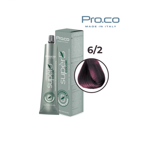 Vopsea de par profesionala aramiu - Vopsea de păr profesională fără amoniac SUPERB.COLOR 100 ml - Pro.Co - 6/2 BLOND INCHIS VIOLET