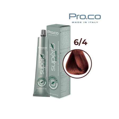 Vopsea de par profesionala aramiu - Vopsea de păr profesională fără amoniac SUPERB.COLOR 100 ml - Pro.Co - 6/4 - BLOND INCHIS ARAMIU 