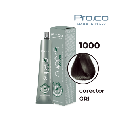 Vopsea de par profesionala aramiu - Vopsea de păr profesională fără amoniac SUPERB.COLOR 100 ml - Pro.Co - 1000 - CORECTOR GRI (CENERE)