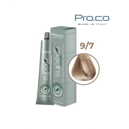 Vopsea semipermanenta profesionala - Vopsea de păr profesională fără amoniac SUPERB.COLOR 100 ml - Pro.Co - 9/7  BLOND SUPER DESCHIS BEJ 