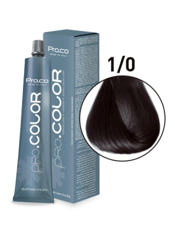 Vopsea de par cu amoniac profesionala - Vopsea de păr profesională PRO.COLOR 100 ml - Pro.Co - 1/0 NEGRU