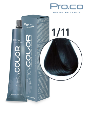 Vopsea de par profesionala galben - Vopsea de păr profesională PRO.COLOR 100 ml - Pro.Co - 1/11 NEGRU ALBASTRUI