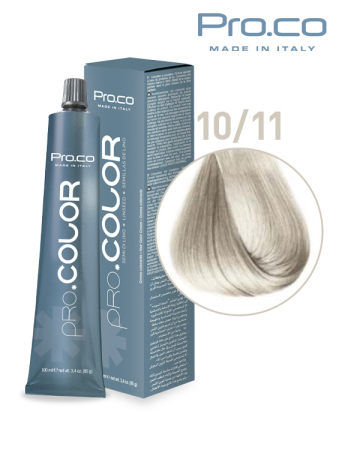 Vopsea de par profesionala galben - Vopsea de păr profesională PRO.COLOR 100 ml - Pro.Co - 10/11 BLOND SUPER DESCHIS CENUSIU INTENS