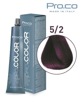 Vopsea de par profesionala neagra - Vopsea de păr profesională PRO.COLOR 100 ml - Pro.Co - 5/2 CASTANIU DESCHIS VIOLET
