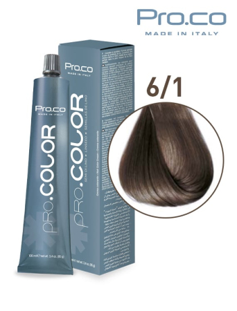 Vopsea de par profesionala galben - Vopsea de păr profesională PRO.COLOR 100 ml - Pro.Co - 6/1 BLOND INCHIS CENUSIU