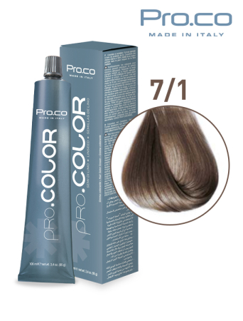 Vopsea de par profesionala galben - Vopsea de păr profesională PRO.COLOR 100 ml - Pro.Co - 7/1 BLOND CENUSIU