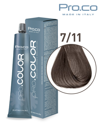 Vopsea de par profesionala galben - Vopsea de păr profesională PRO.COLOR 100 ml - Pro.Co - 7/11 BLOND NATURAL CENUSIU INTENS