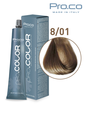 Branduri - Vopsea de păr profesională PRO.COLOR 100 ml - Pro.Co - 8/01 BLOND DESCHIS CENUSIU