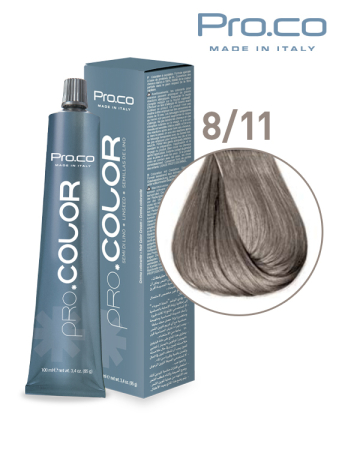 Vopsea de par profesionala galben - Vopsea de păr profesională PRO.COLOR 100 ml - Pro.Co - 8/11 BLOND DESCHIS CENUSIU INCHIS