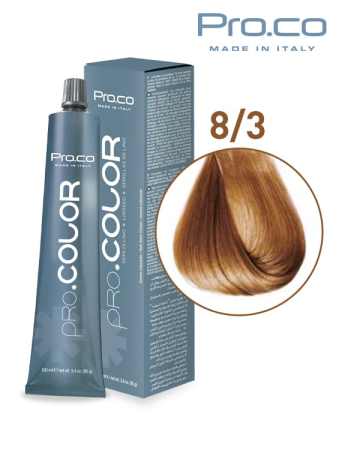 Branduri - Vopsea de păr profesională PRO.COLOR 100 ml - Pro.Co - 8/3 BLOND DESCHIS AURIU