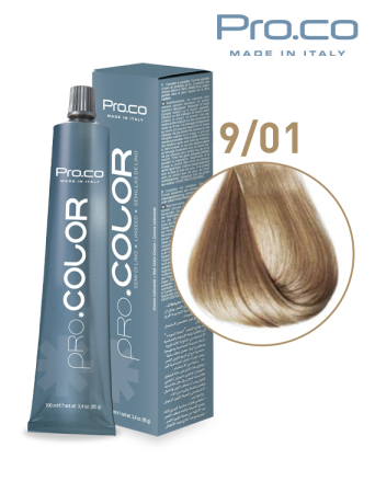 Branduri - Vopsea de păr profesională PRO.COLOR 100 ml - Pro.Co - 9/01 BLOND SUPER DESCHIS CENUSIU