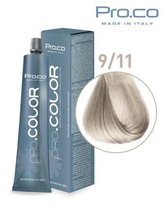 Vopsea de par profesionala galben - Vopsea de păr profesională PRO.COLOR 100 ml - Pro.Co - 9/11 BLOND FOARTE DESCHIS CENUSIU INTENS
