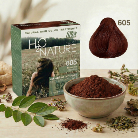 Vopsea de par naturala - Vopsea par - pudra henna H20 COLOR NATUR 200g - 605 BLACK CHERRY