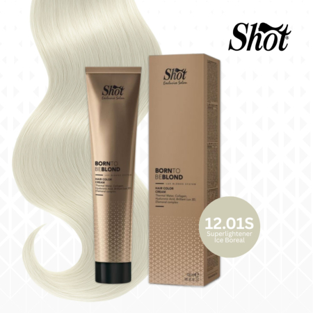 Vopsea de par profesionala maro - Vopsea profesionala pentru par 100 ml - SHOT - BTB BLOND - 12.01S