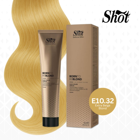 Vopsea de par profesionala maro - Vopsea profesionala pentru par 100 ml - SHOT - BTB BLOND - E10.32