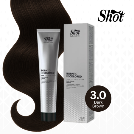 Vopsea de par profesionala aramiu - Vopsea profesionala pentru par 100 ml - SHOT - BTB COLORED - 3.0