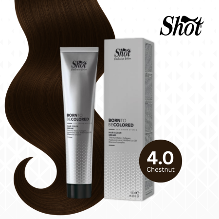Vopsea de par profesionala aramiu - Vopsea profesionala pentru par 100 ml - SHOT - BTB COLORED - 4.0