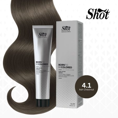 Vopsea de par profesionala aramiu - Vopsea profesionala pentru par 100 ml - SHOT - BTB COLORED - 4.1