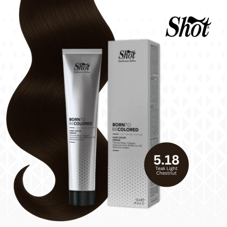 Vopsea semipermanenta profesionala - Vopsea profesionala pentru par 100 ml - SHOT - BTB COLORED - 5.18
